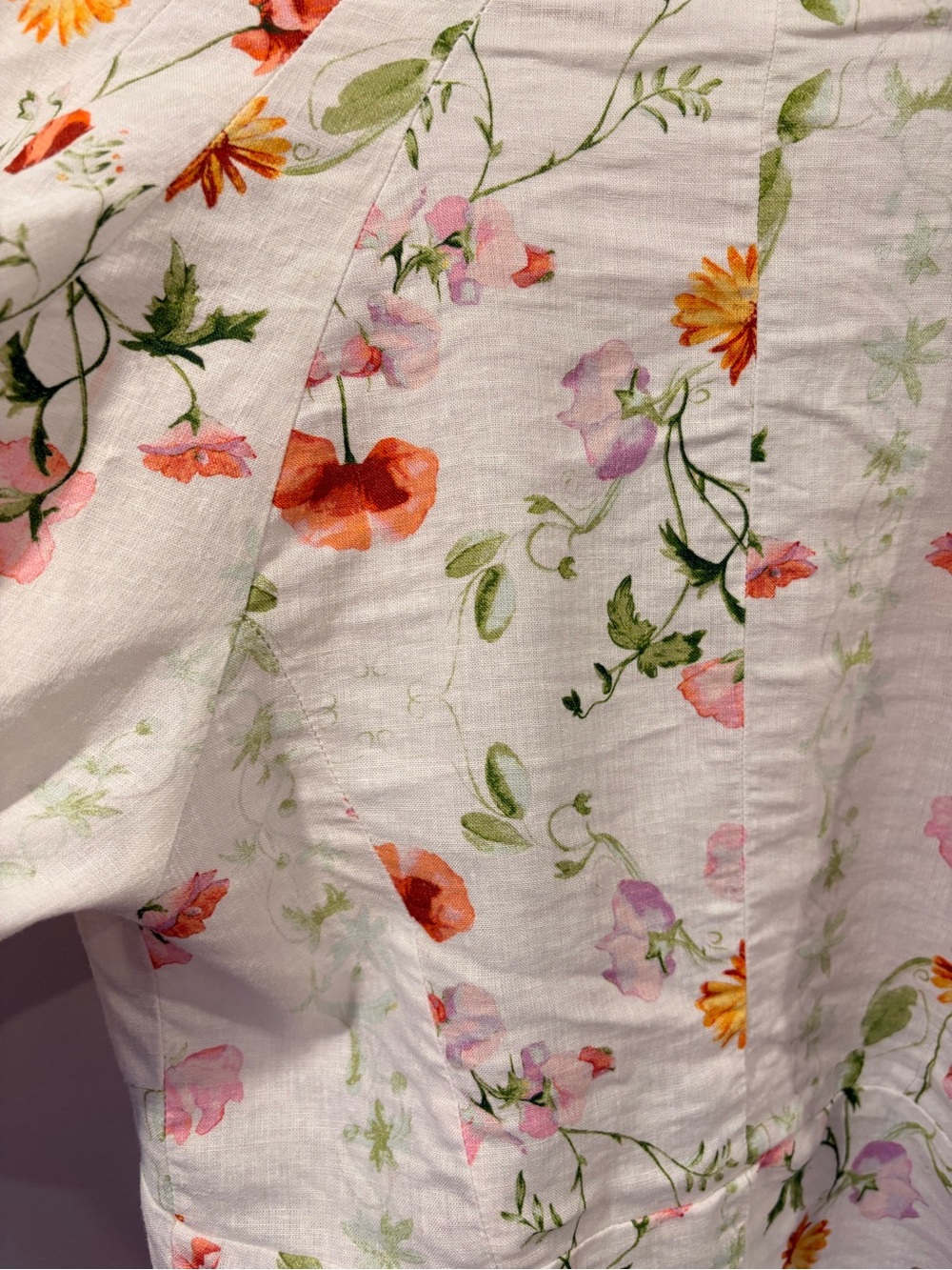 H&M Linen Blend Floral Puff Sleeve Cottagecore Blouse XS - Picture 7 of 7